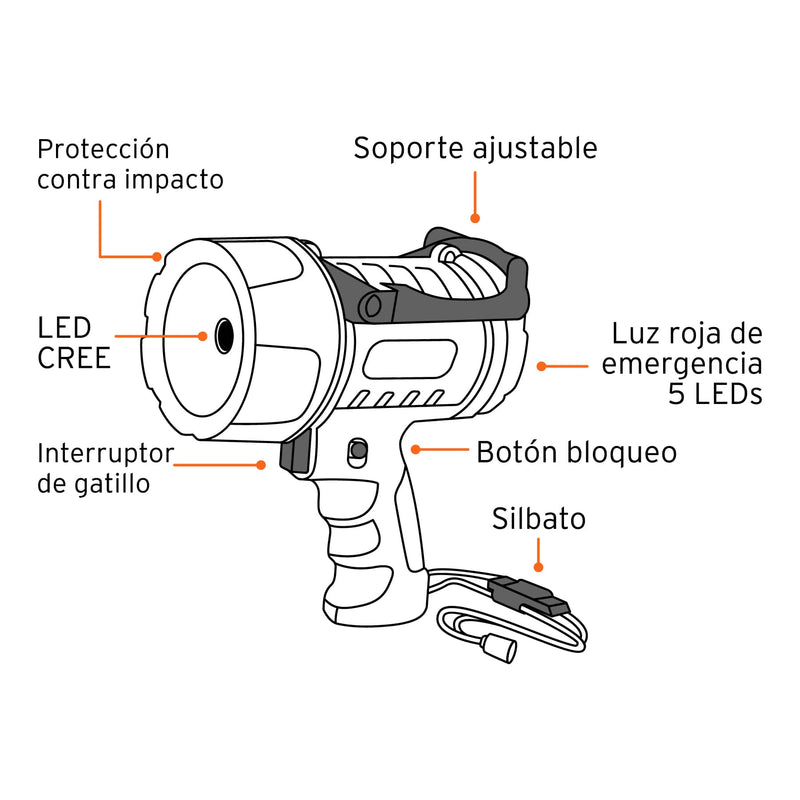  Lámpara LED recargable de alta potencia, 550 lm : Herramientas  y Mejoras del Hogar