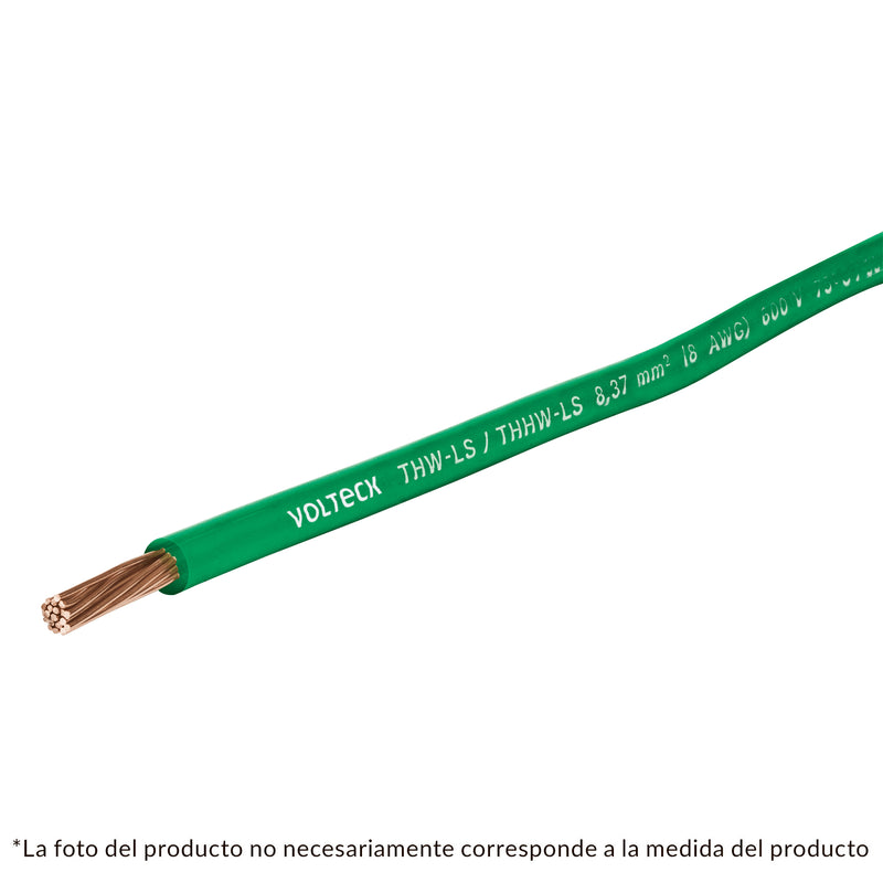 Cable THHW-LS, 14 AWG, color verde rollo 100 m
